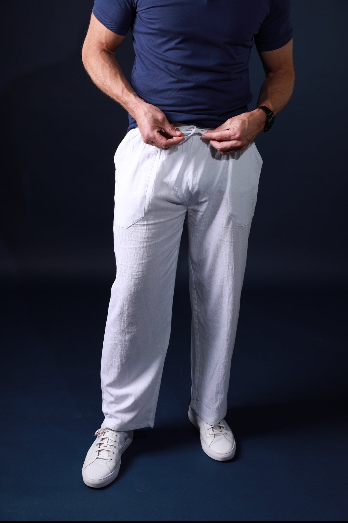 Ivory Linen Relaxed Trousers