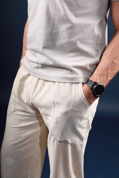 Khaki Linen Relaxed Trousers